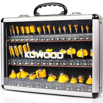 KOWOOD 40 piece 1/4 inch shank router bit set with aluminum case